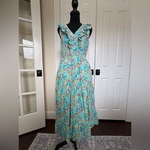 J. Crew Floral Maxi Dress with Ruffle Detail